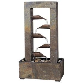 Natural Slate Water-Drop Table-Top Fountain with River Stones Natural Slate Water-Drop Table-Top Fountain with River Stones